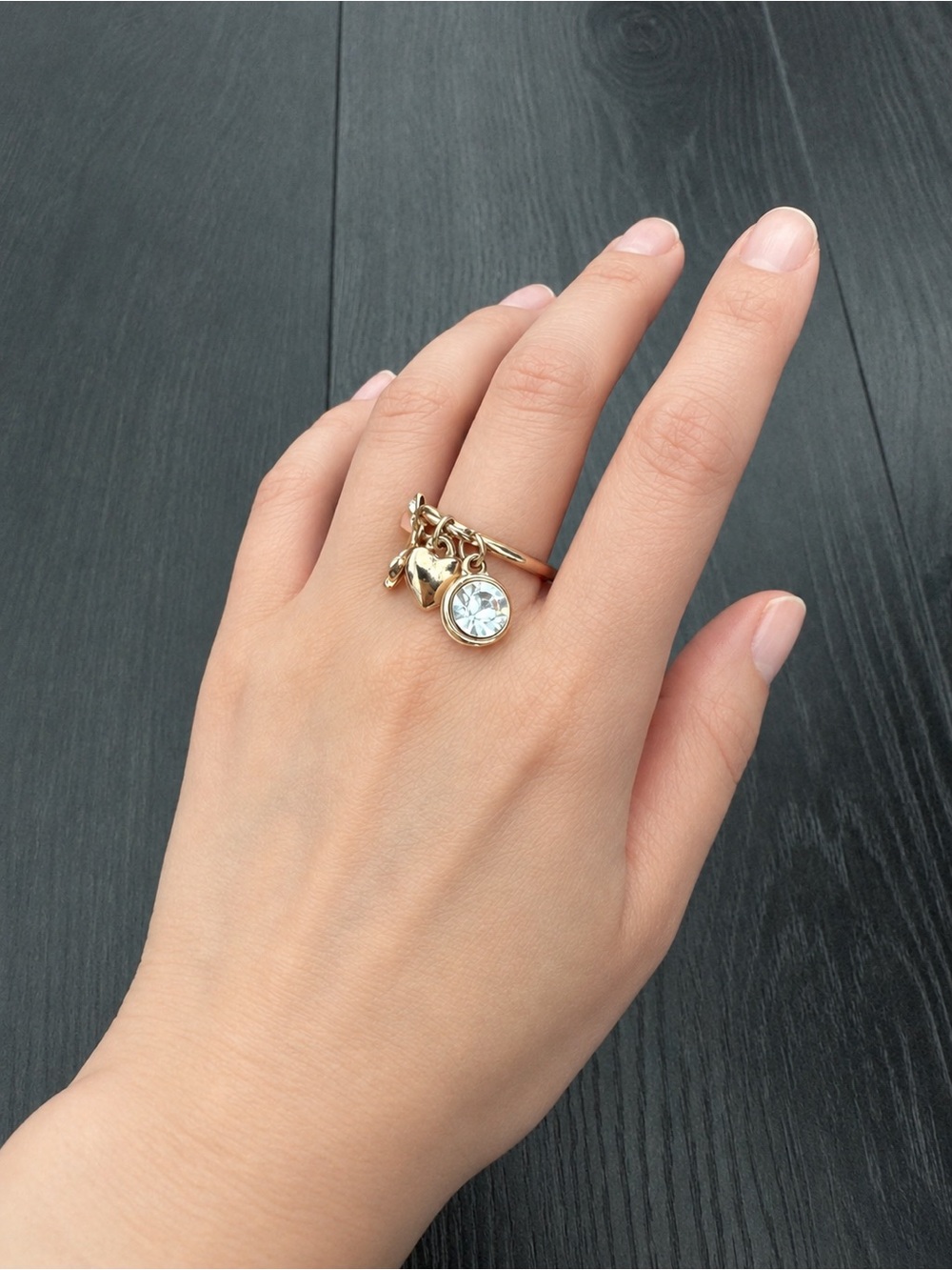 Charm Ring - Heart, Bow, Gemstone Charms